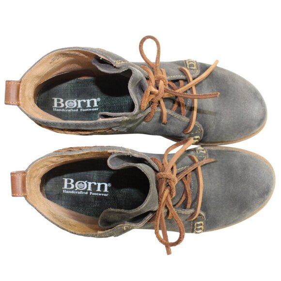 Born Temple Distressed Burnished Dark Gray Lace Up Ankle Boot Size 9 - Picture 9 of 11